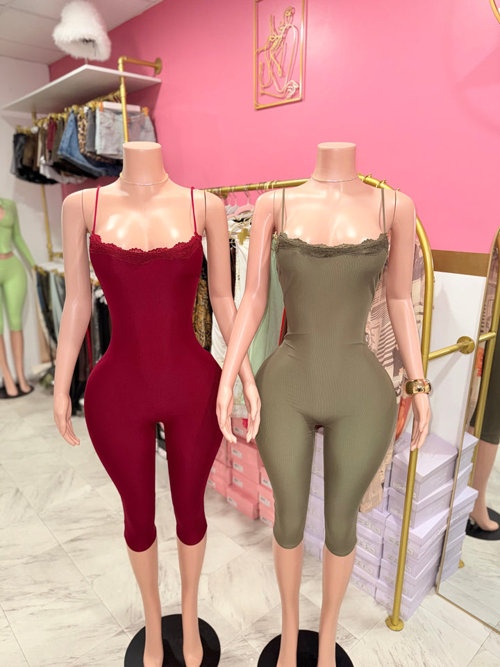 Lace Trim Capri Jumpsuit