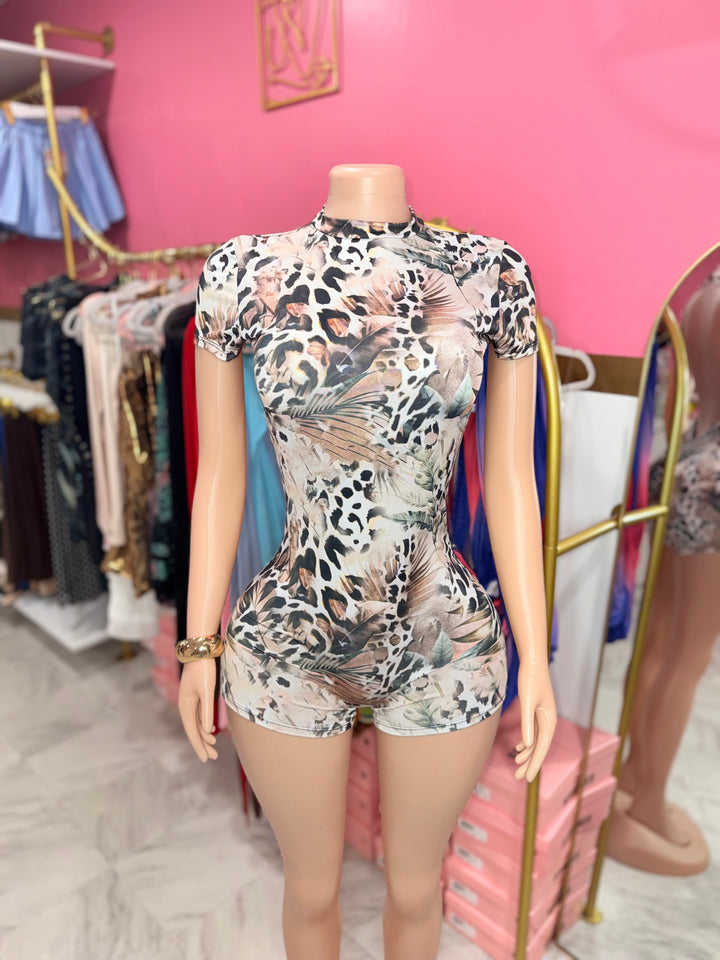 Leopard Backless Romper