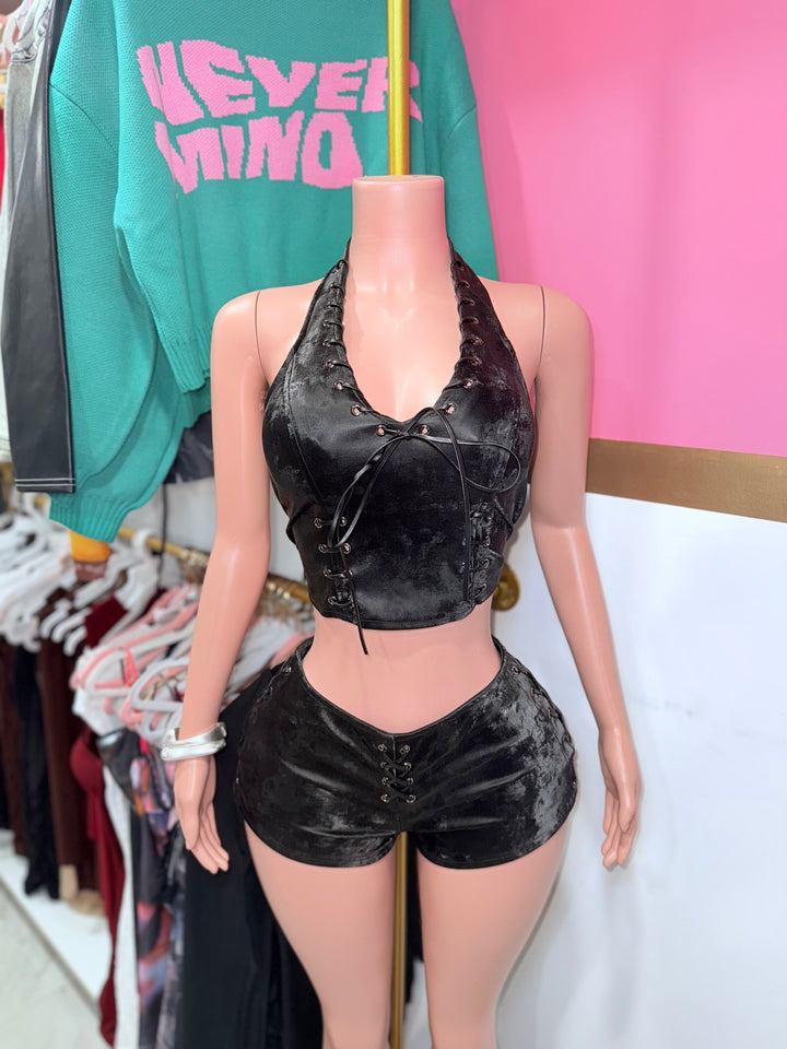 Velvet Halter Short set