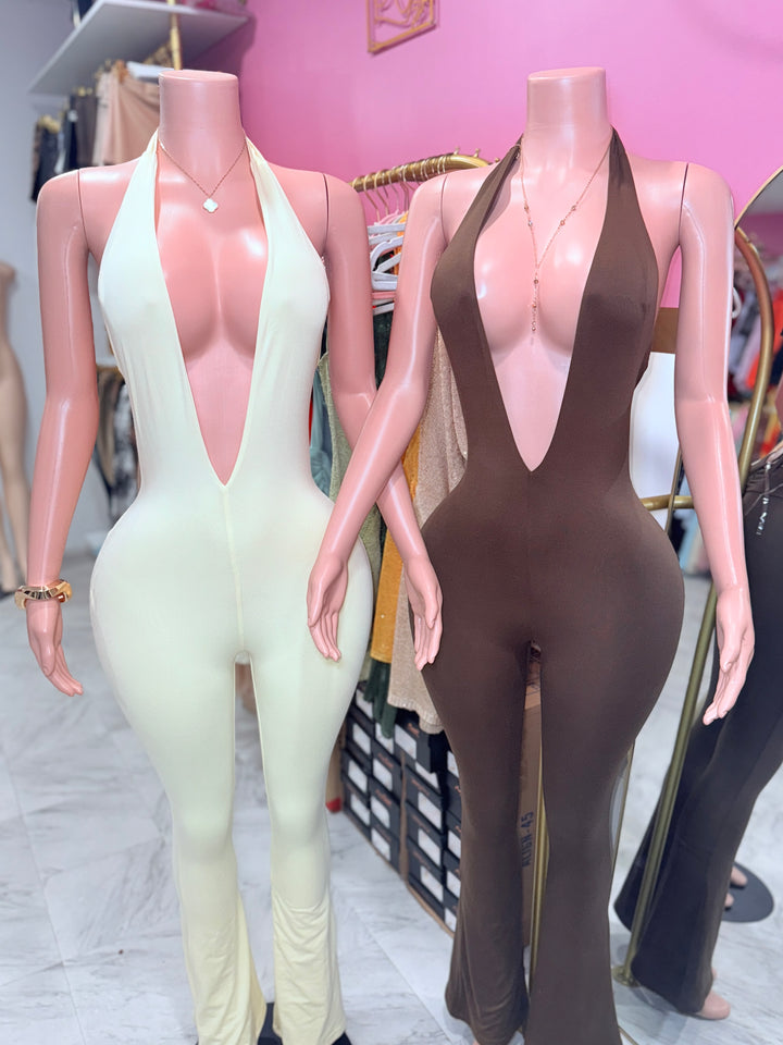 Ivy Deep V-Neck Halter Jumpsuit