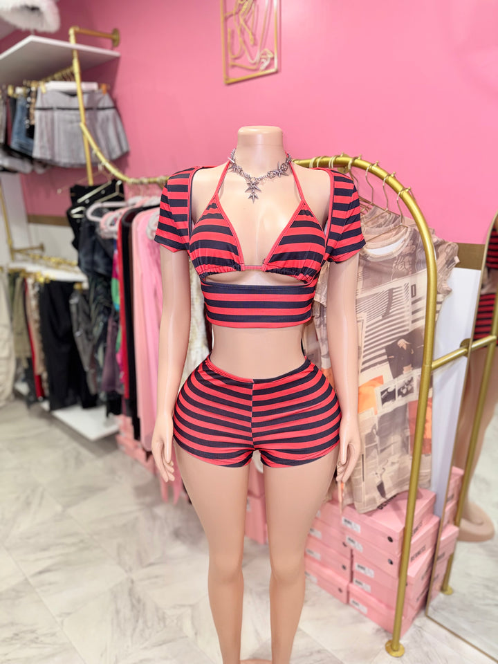 Striped 3pc Short Set