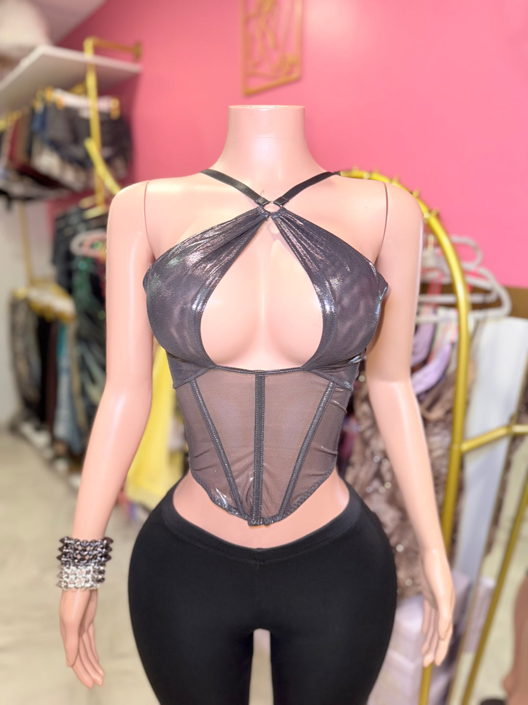 Liquid Metal Mesh Bustier