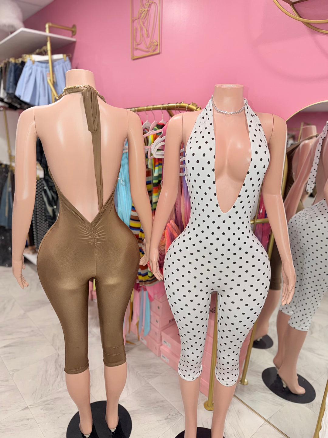 Deep V Halter Capri Jumpsuit