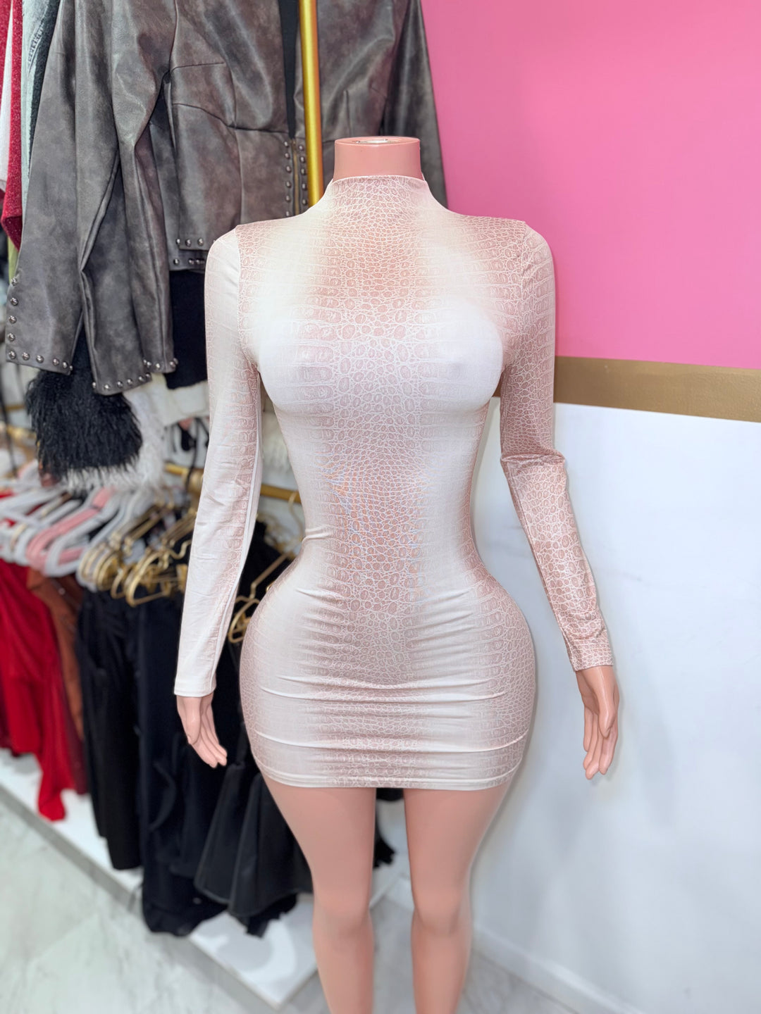 bodycon snakeskin dress Final Sale Plus Size Strapless Ruched BodyCon Dress in Pink Snake Skin
