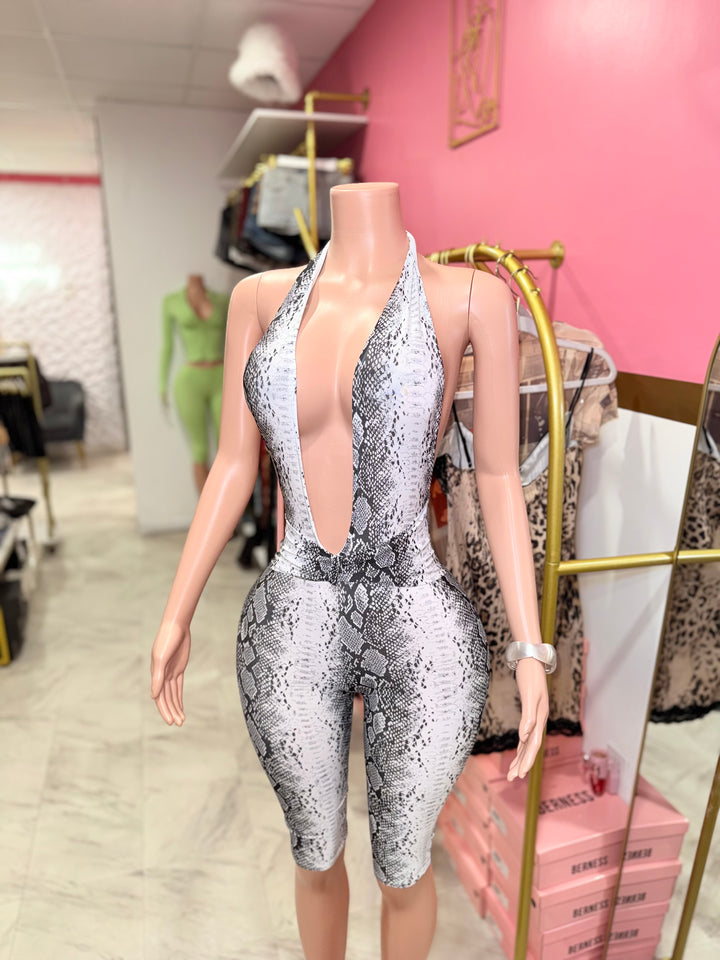 Jade Snakeskin Capri Jumpsuit