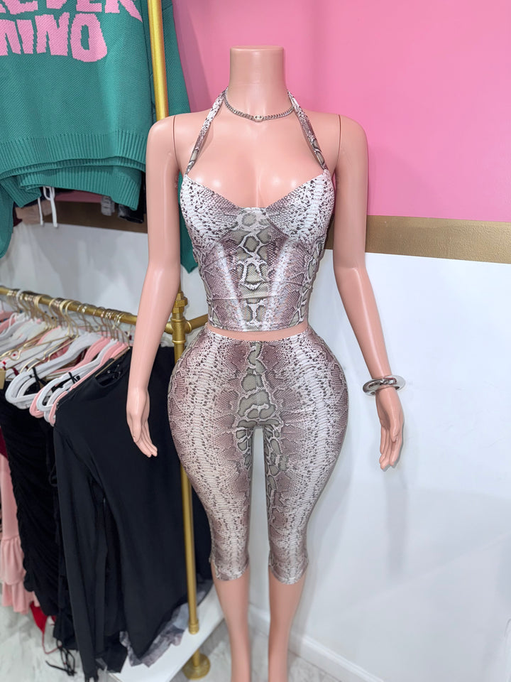 Venom Snakeskin Print Capri Set