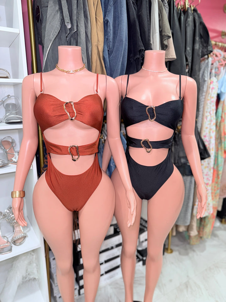 Golden Cutout Swimsuit