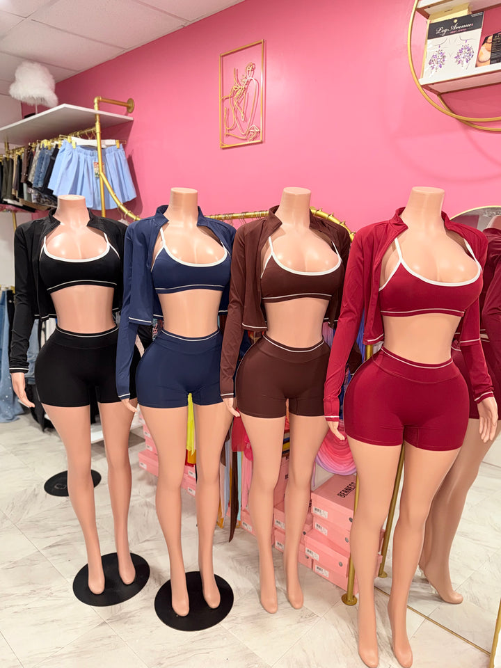 3pc Color-Block Short Set