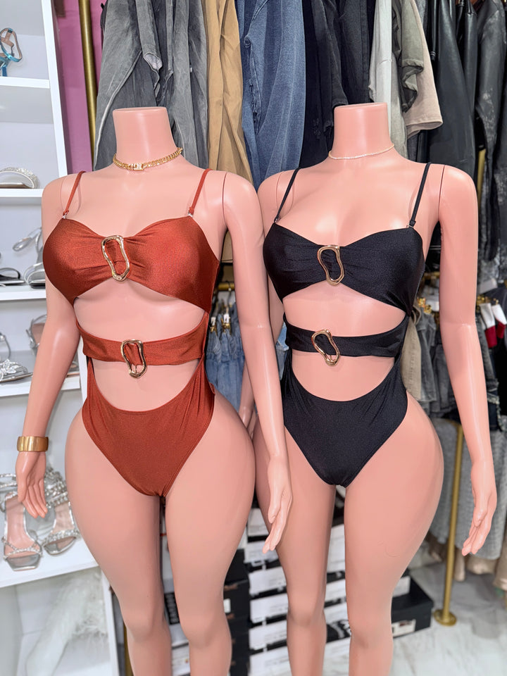 Golden Cutout Swimsuit