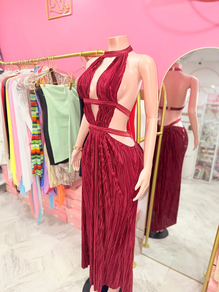 Fiji Cutout Maxi Dress (Burgundy)