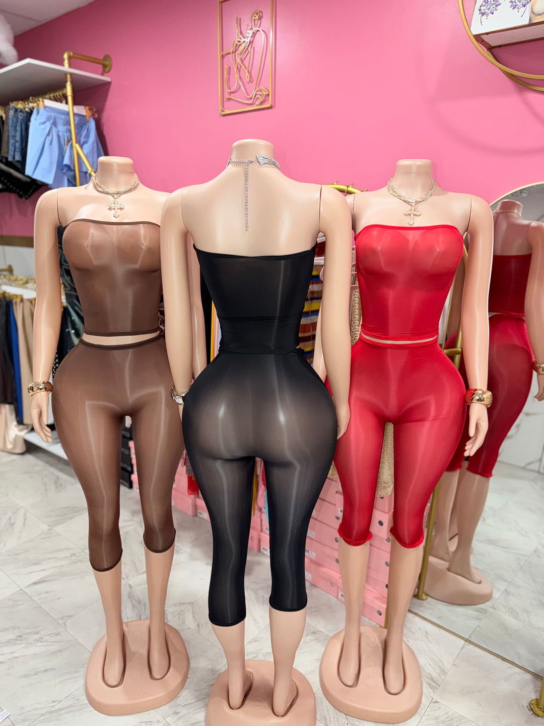 Nude Bodystocking Capri Set