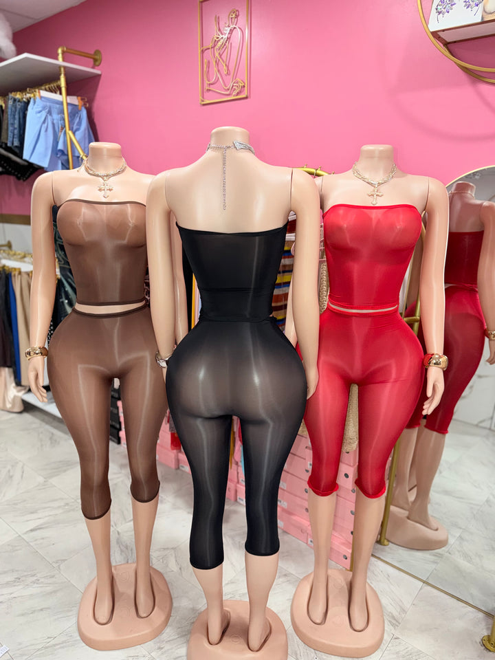 Nude Bodystocking Capri Set