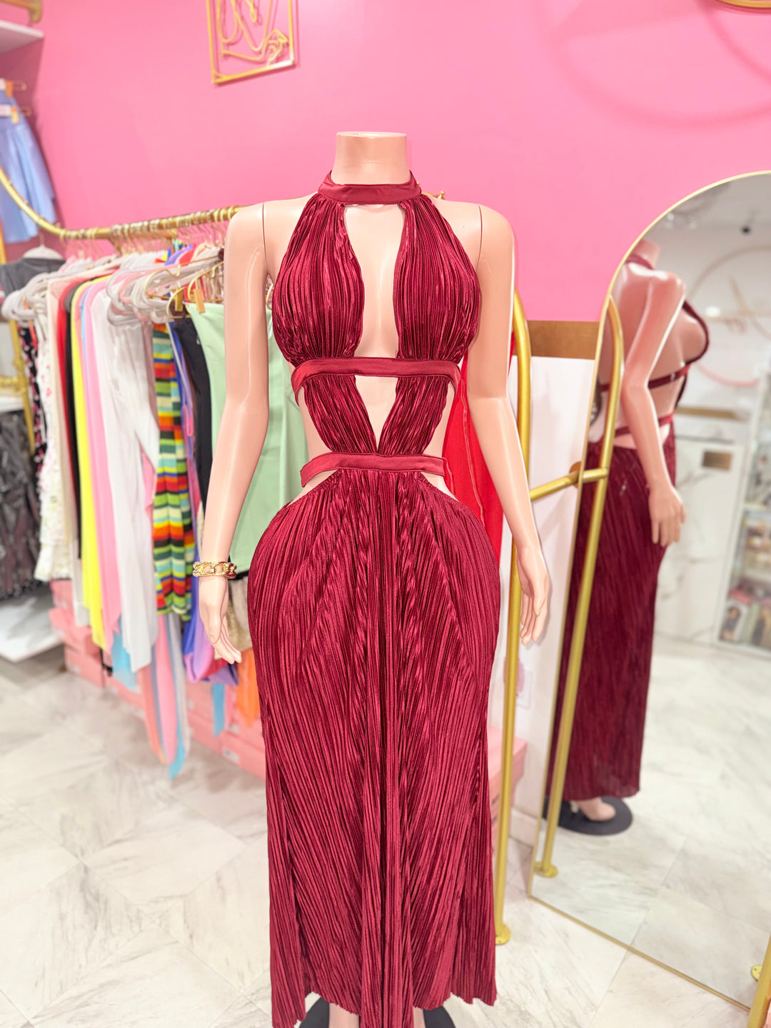 Fiji Cutout Maxi Dress (Burgundy)