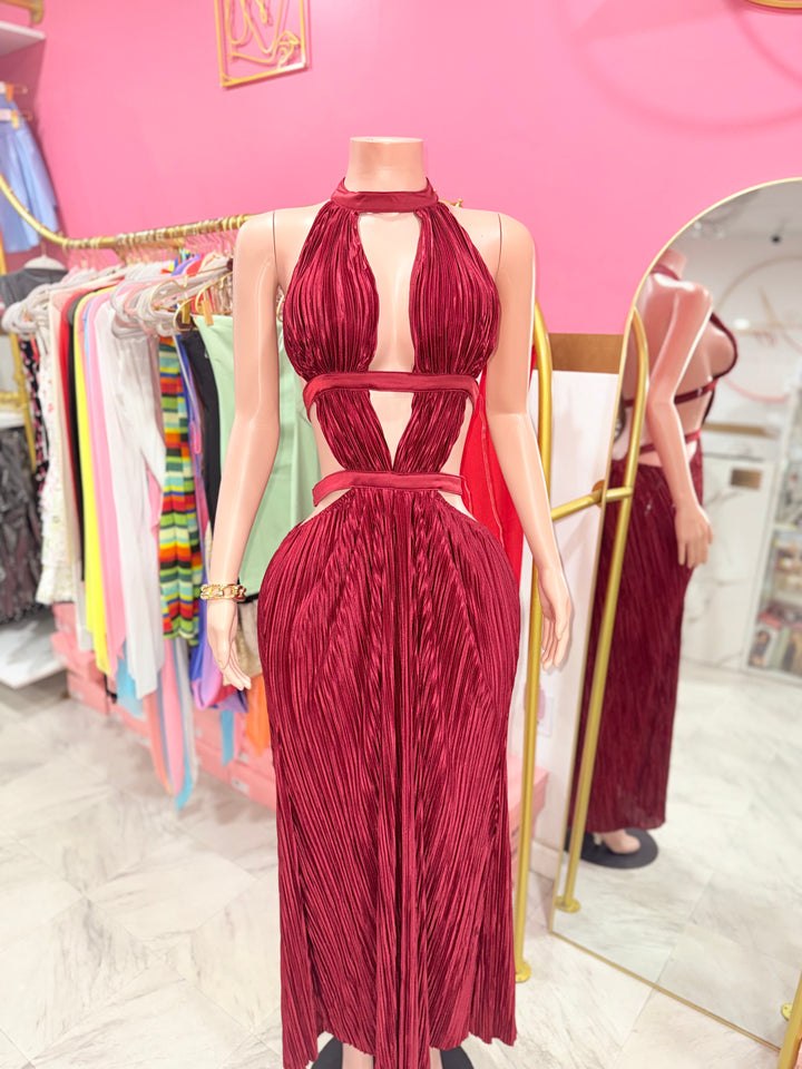 Fiji Cutout Maxi Dress (Burgundy)