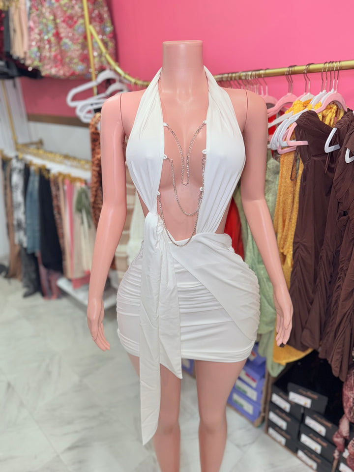 Ella Rhinestone Halter Dress