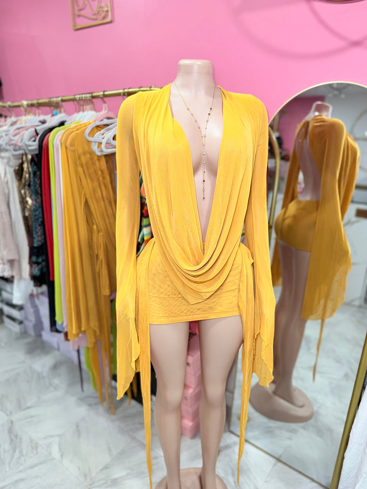 Angel Mesh Cowl Dress