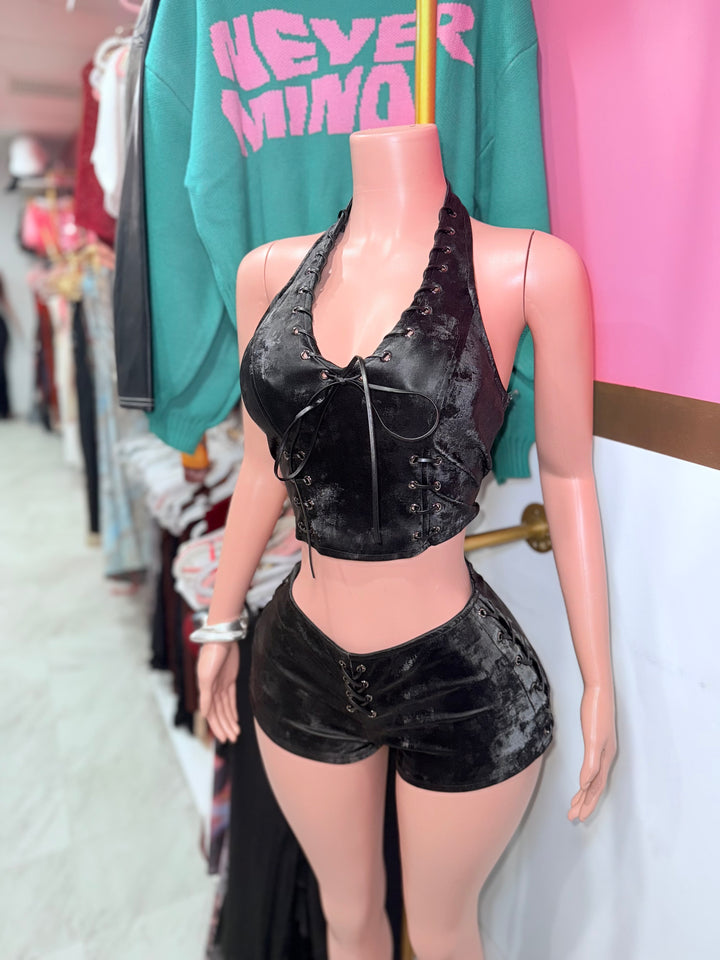 Velvet Halter Short set