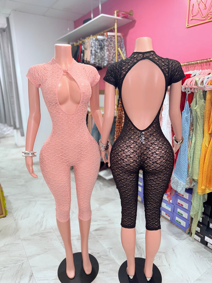 Crystal Lace Capri Jumpsuit
