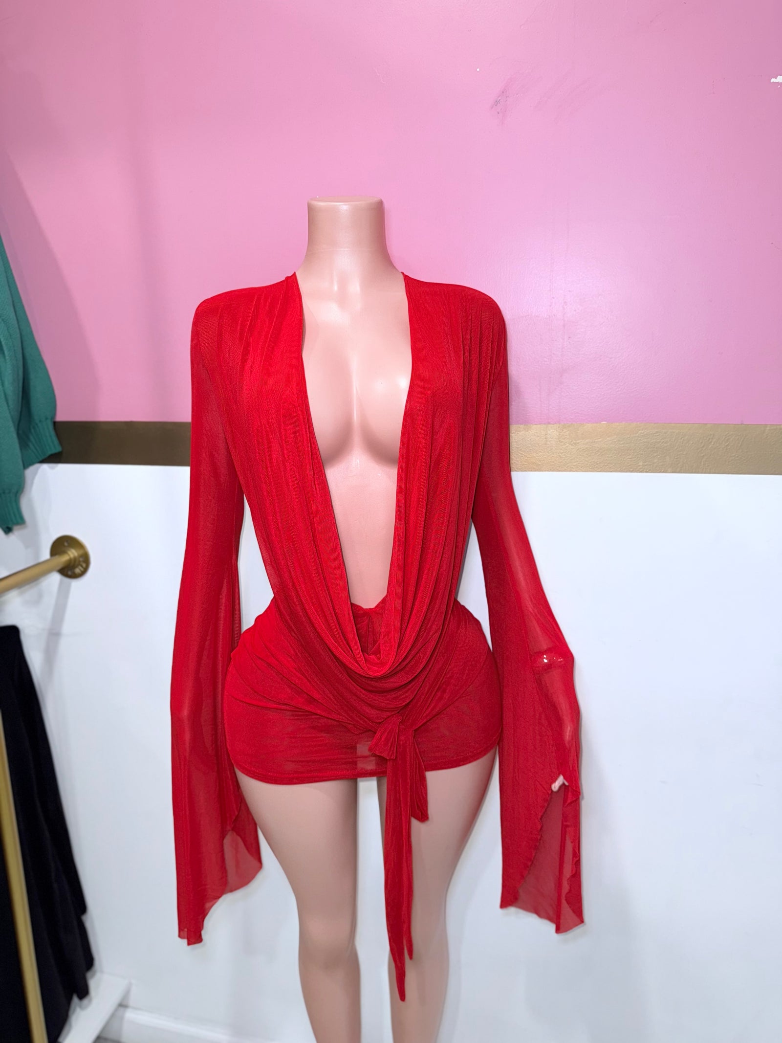 Angel Mesh Cowl Dress