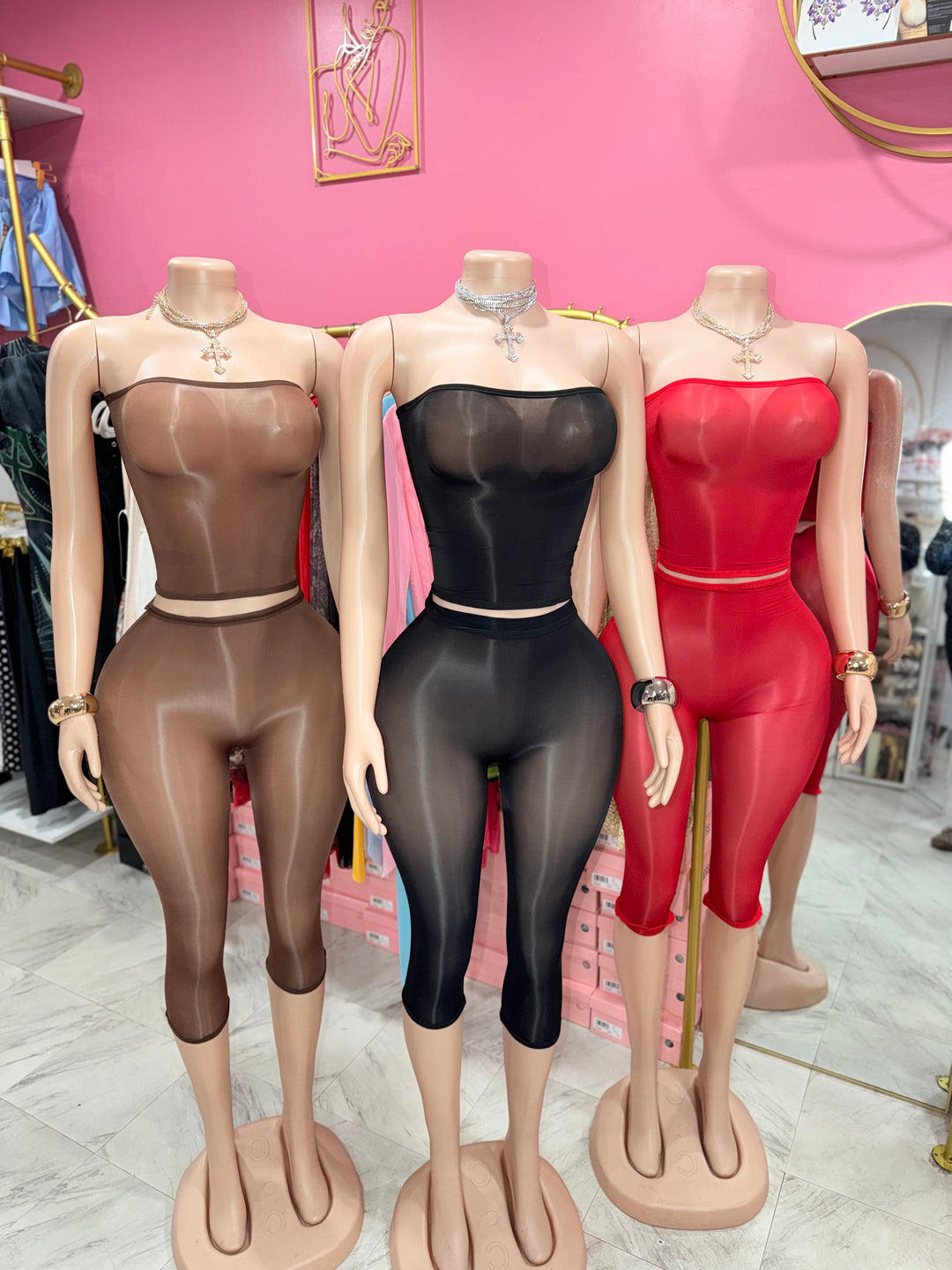 Nude Bodystocking Capri Set