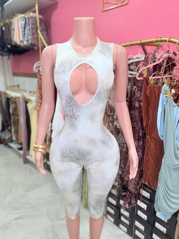 Cheetah Cutout Capri Jumpsuit