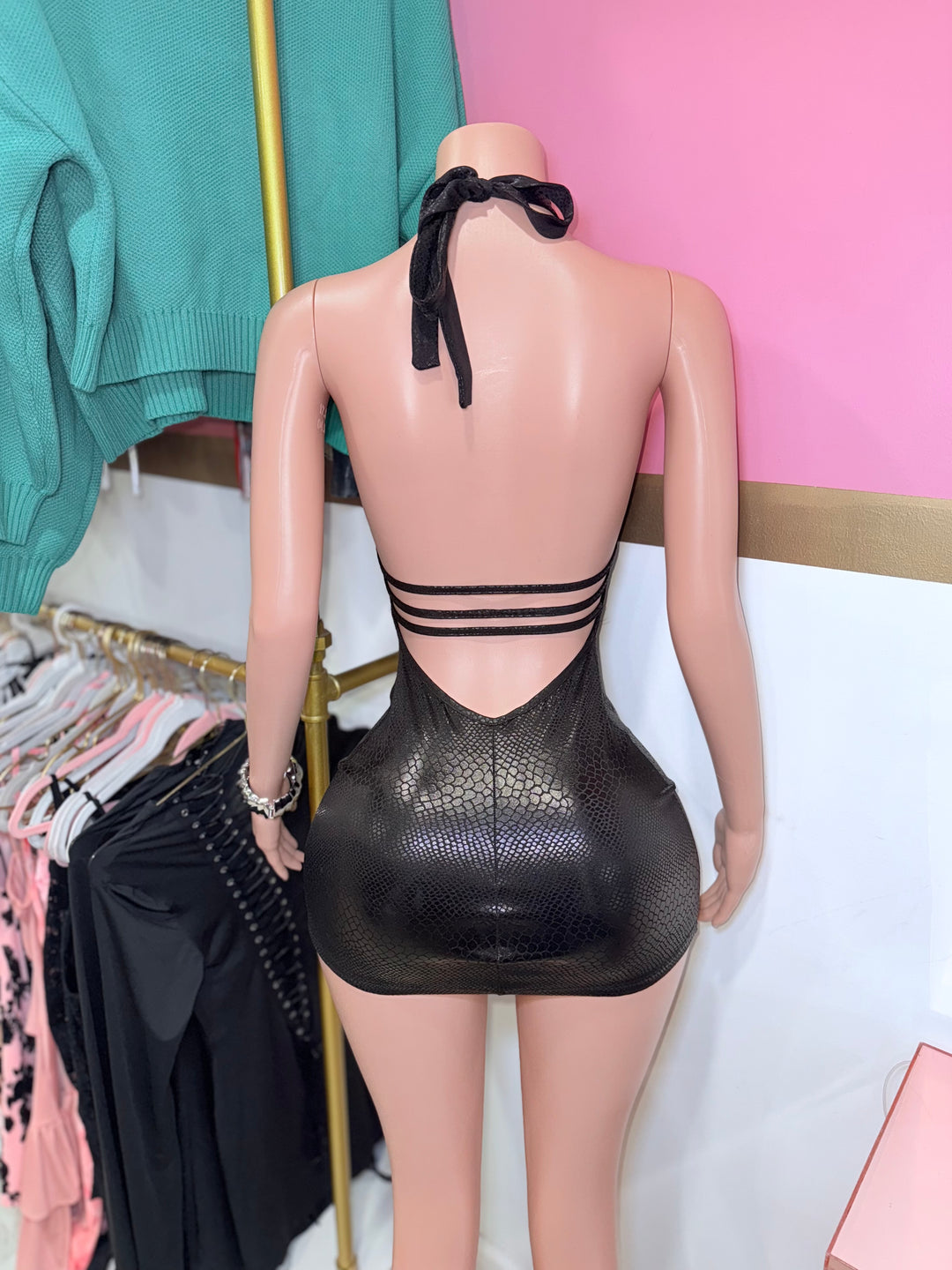 Cobra Leather Mini Dress