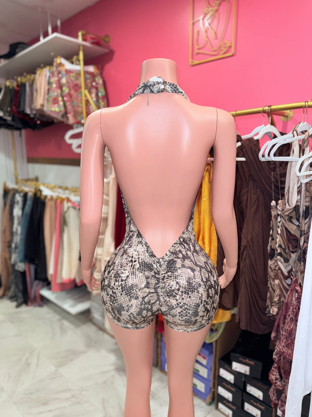 Majestic Cowl Romper (snakeskin)