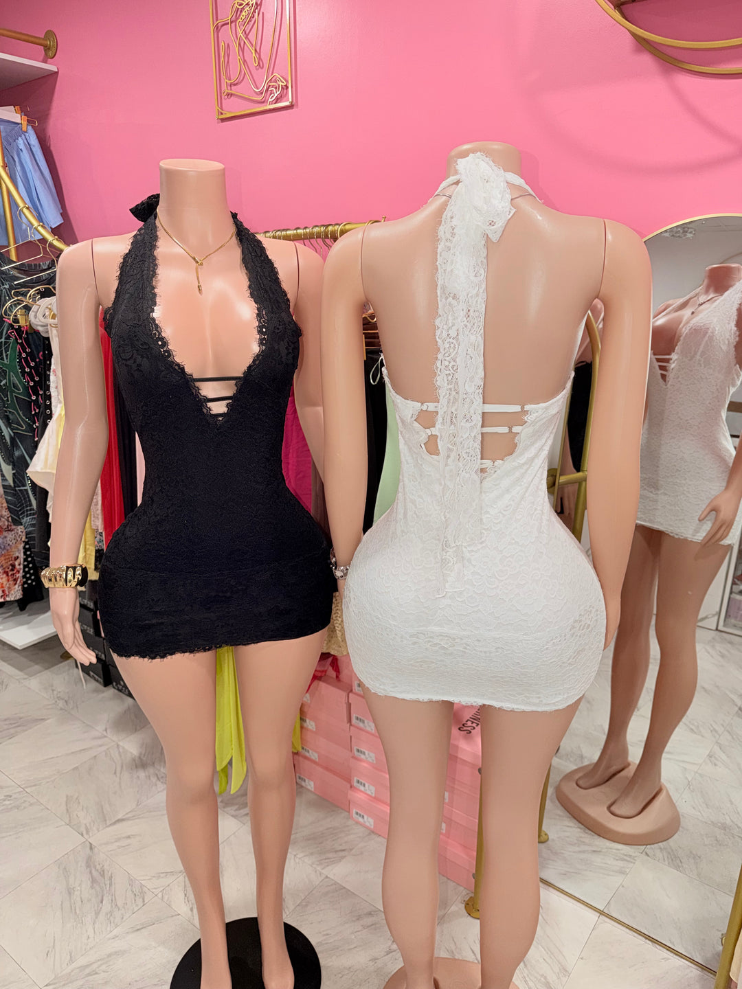 Isla Lace Halter Mini Dress