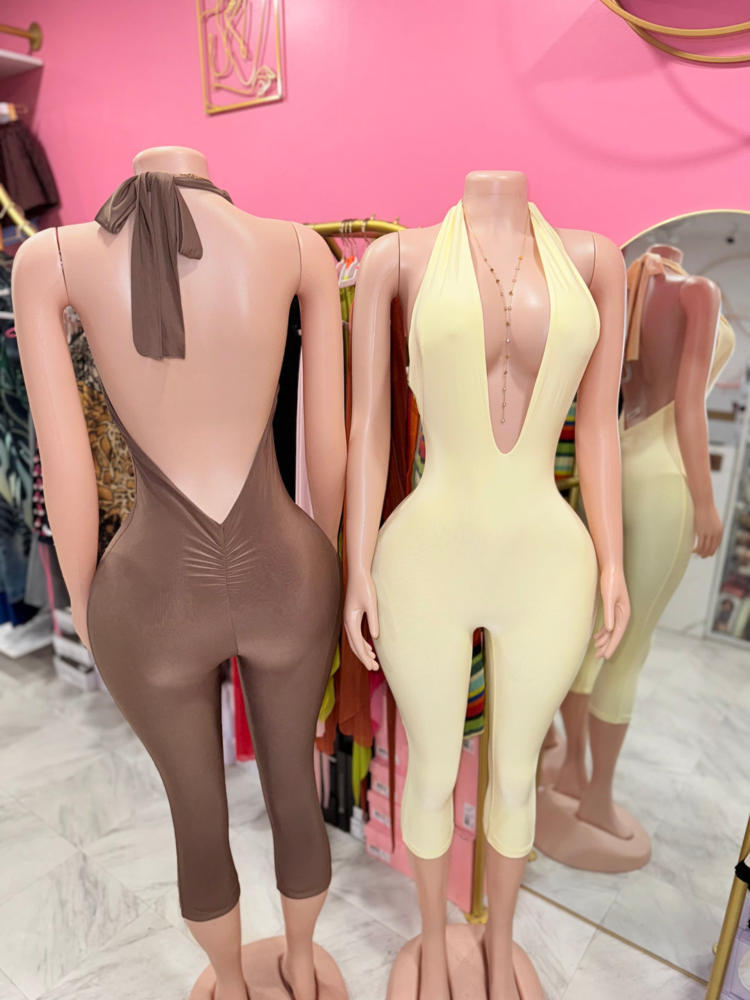 Deep V Halter Capri Jumpsuit