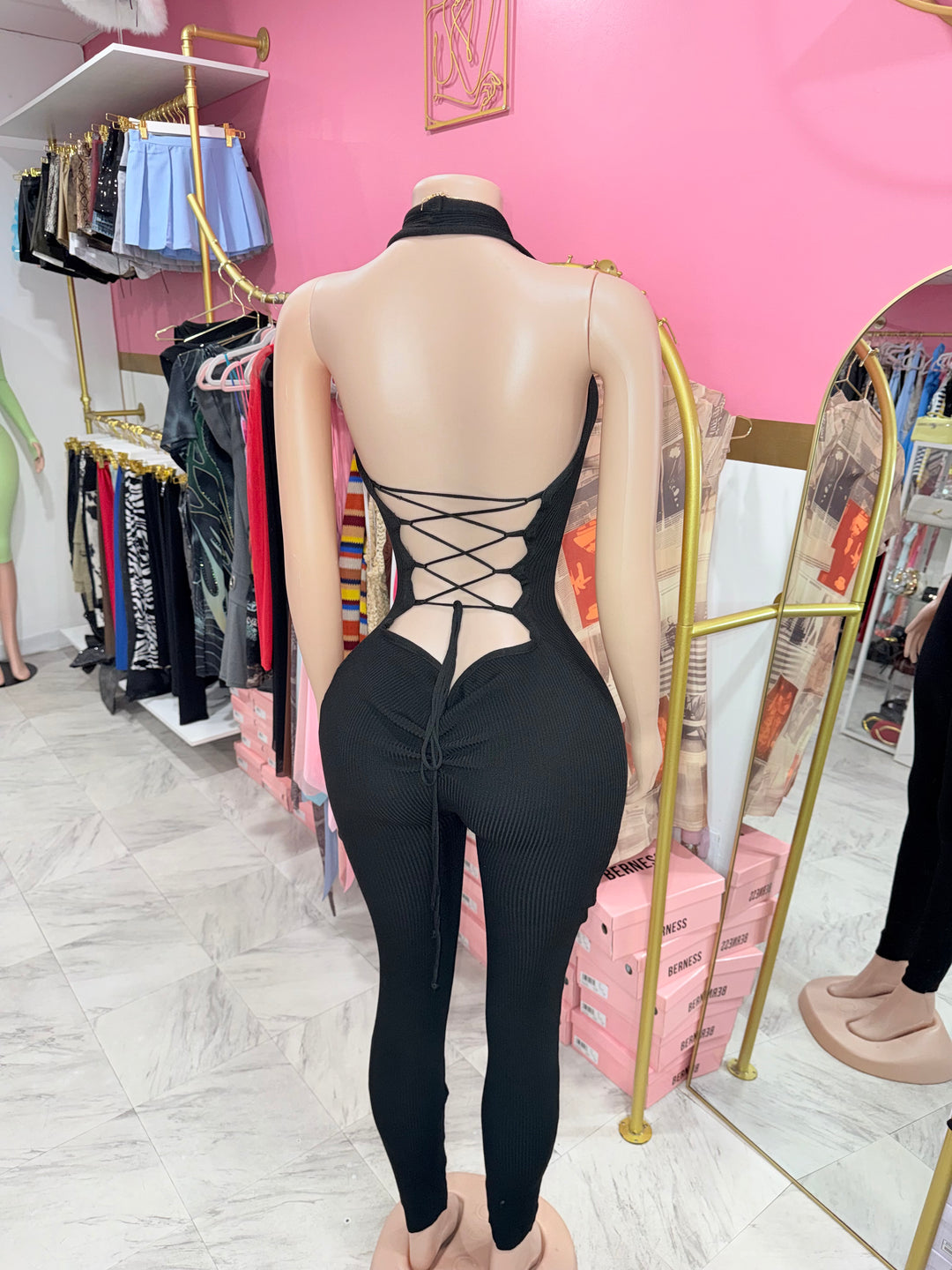 Backless Ribbed Jumpsuit