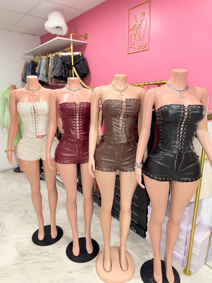 Baddie Leather Short Set