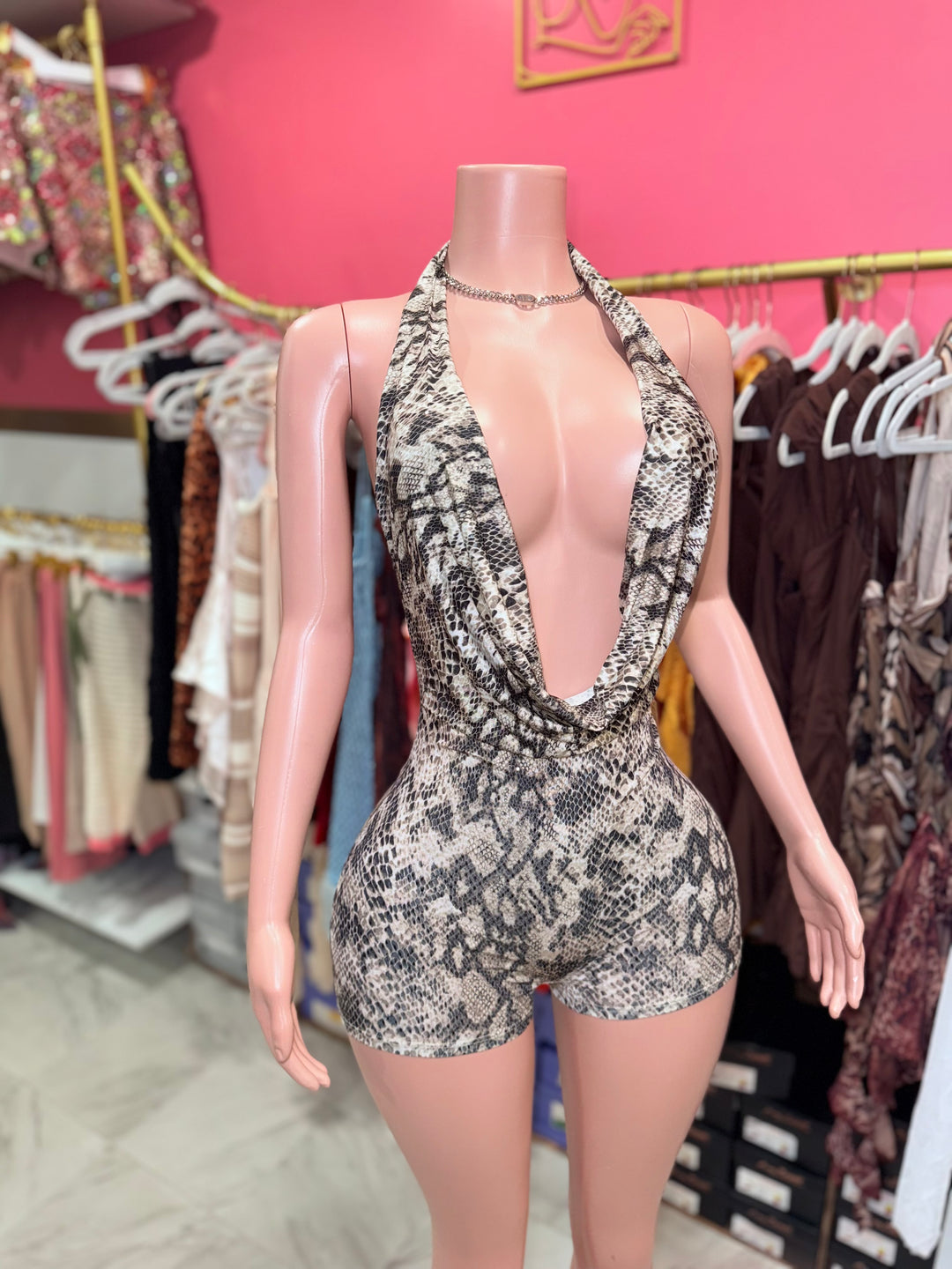 Majestic Cowl Romper (snakeskin)