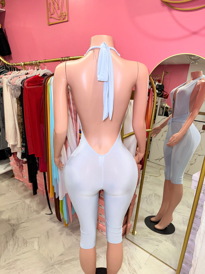 Deep V Capri Jumpsuit