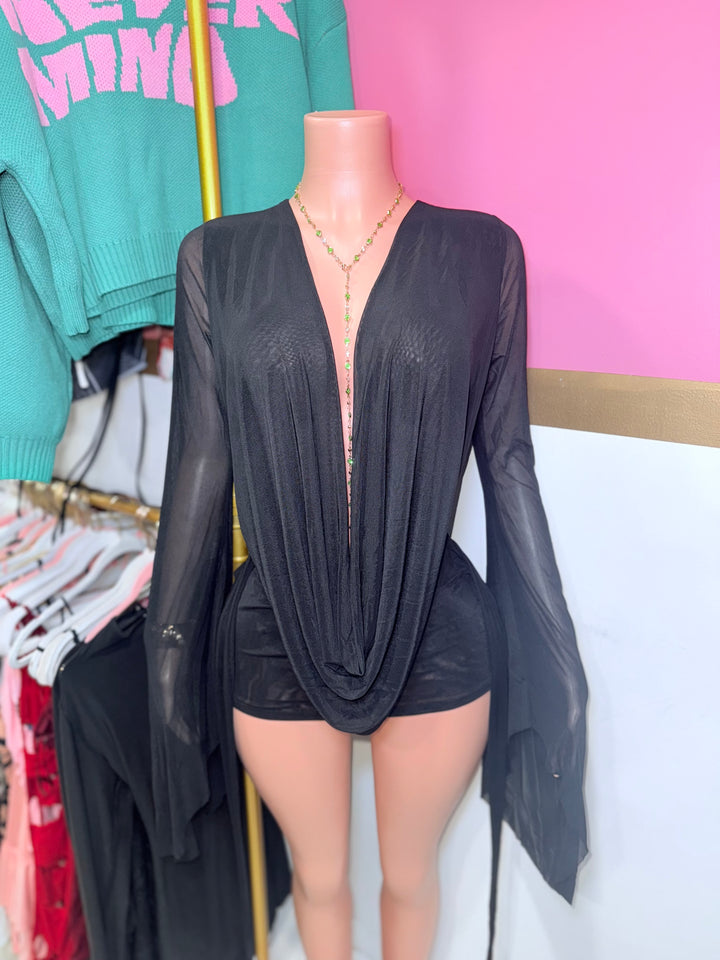 Angel Mesh Cowl Dress