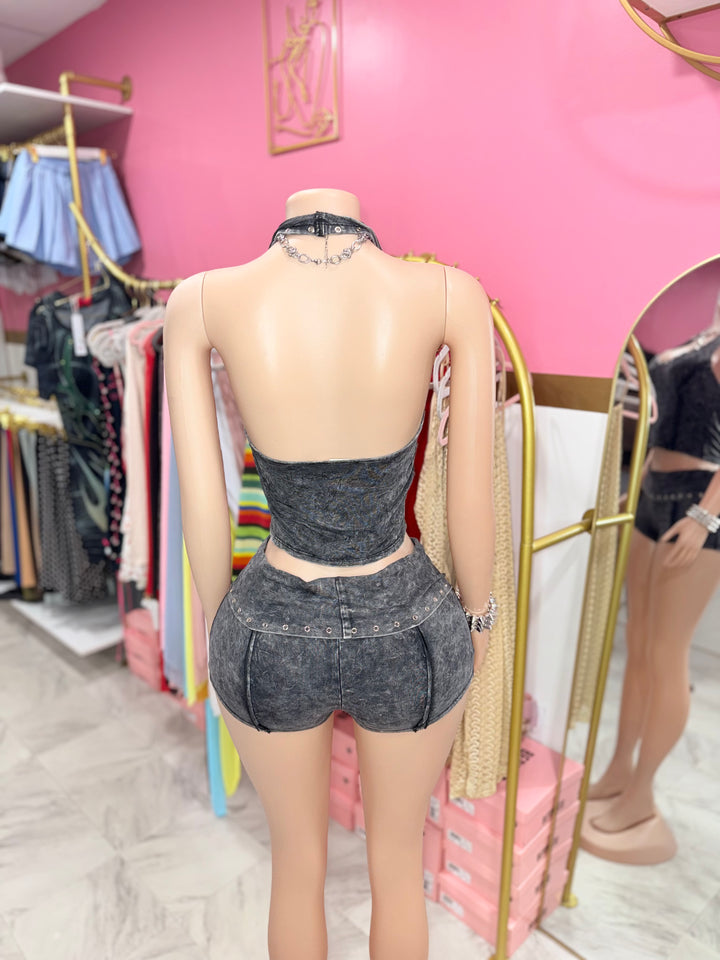 Kina Acid Wash Short Set