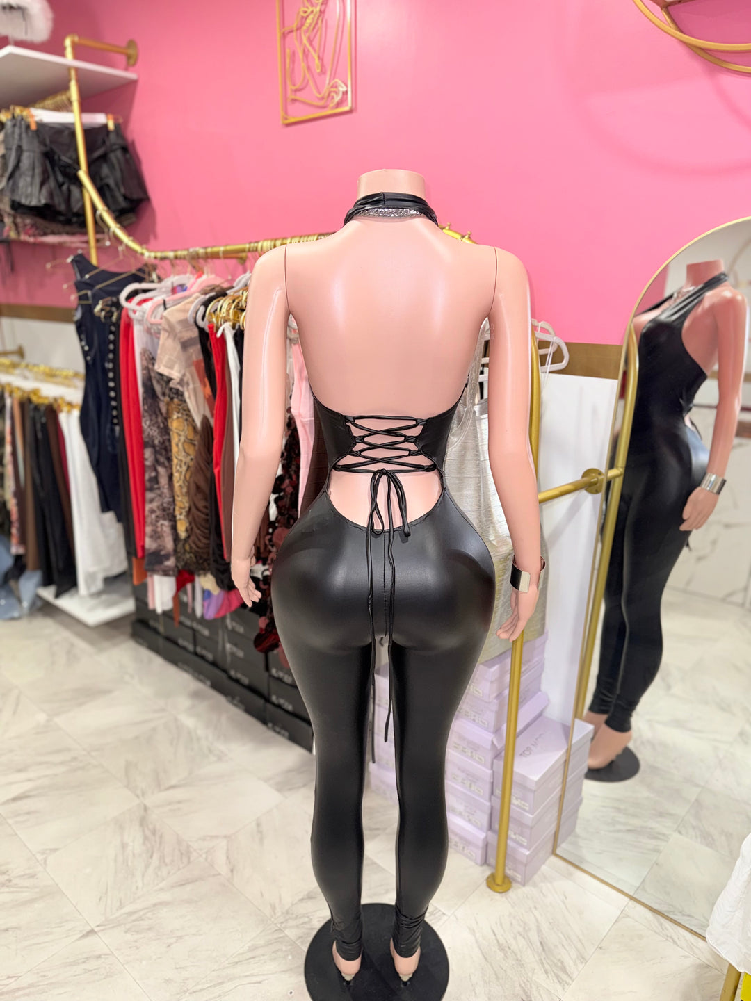 Faux Leather Jumpsuit