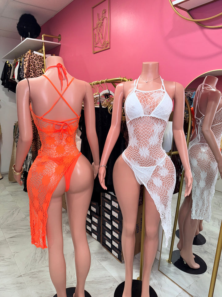 3Pcs Floral Fishnet Bikini Set