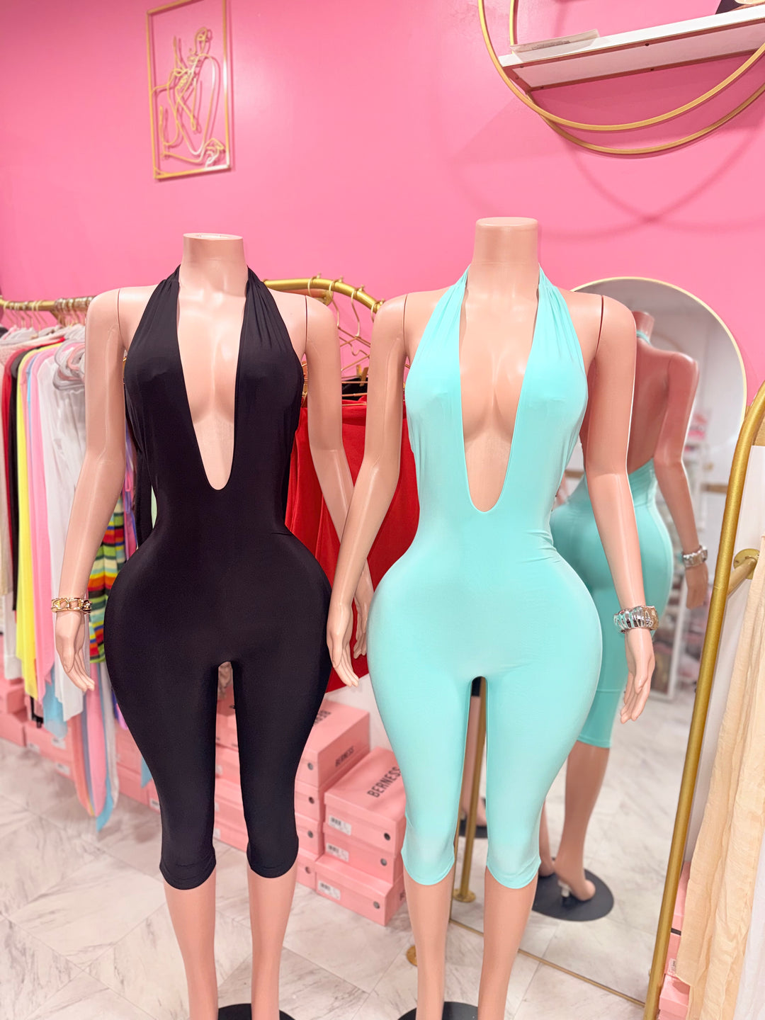 Deep V Halter Capri Jumpsuit