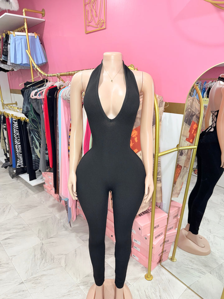 Backless Ribbed Jumpsuit