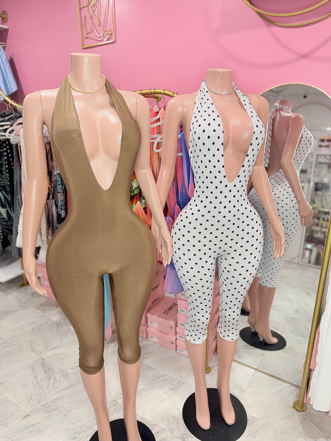Deep V Halter Capri Jumpsuit