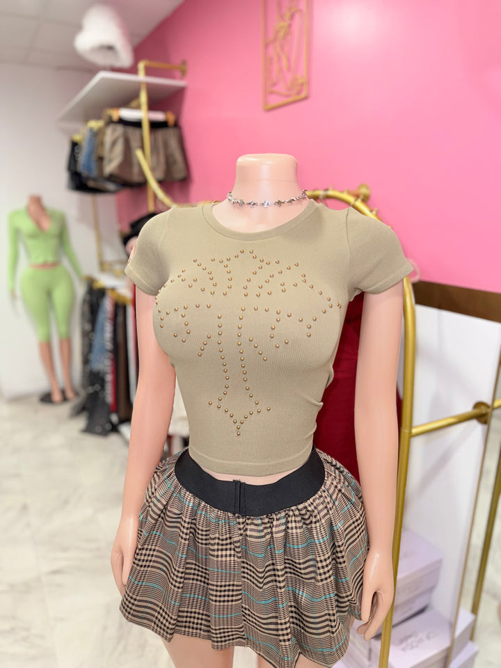 Heavens Studded Graphic Top