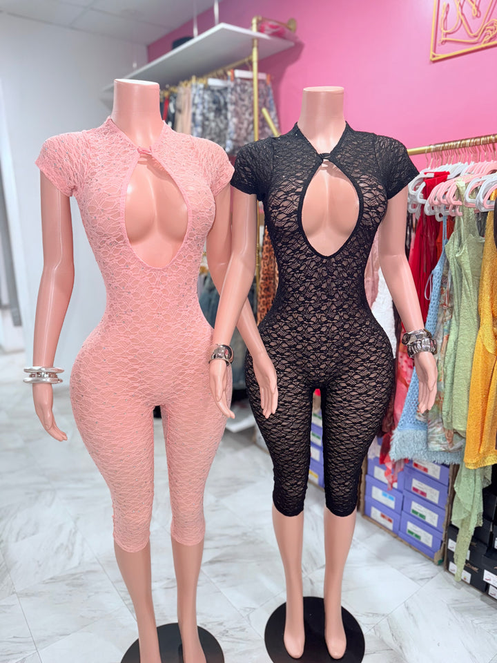 Crystal Lace Capri Jumpsuit