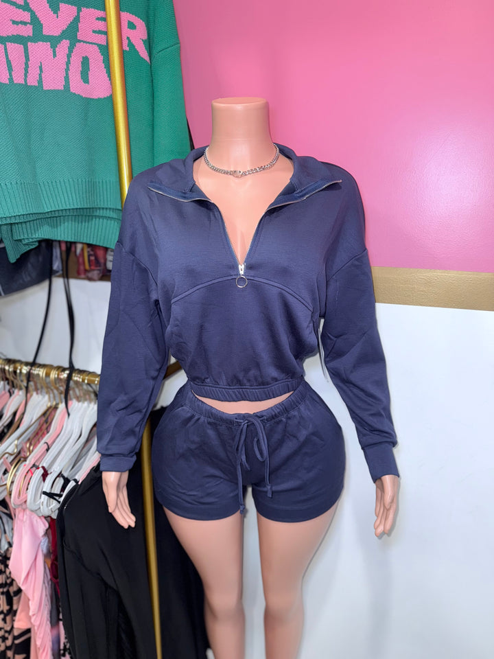 Navy Track Short Set