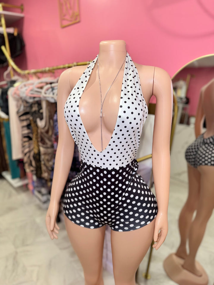 Polka Dot Halter Romper