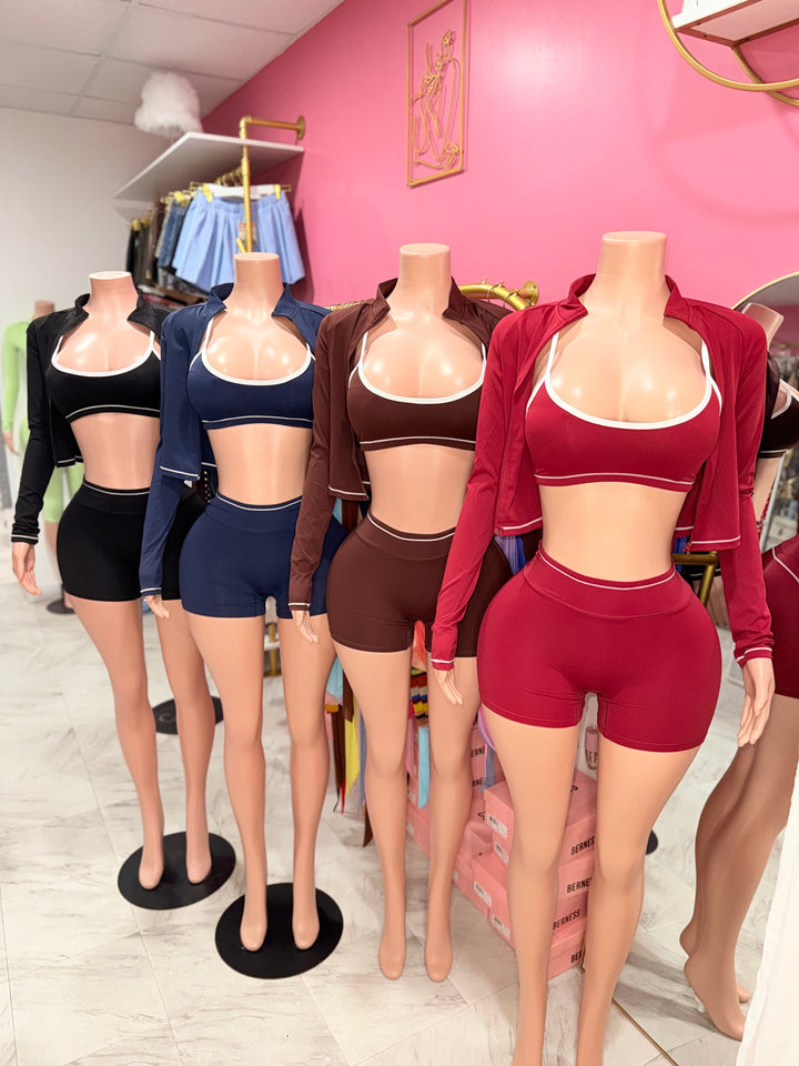 3pc Color-Block Short Set