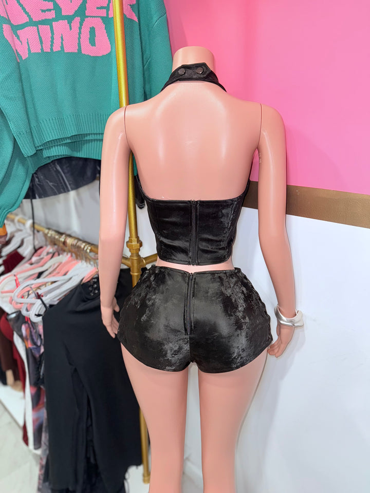 Velvet Halter Short set