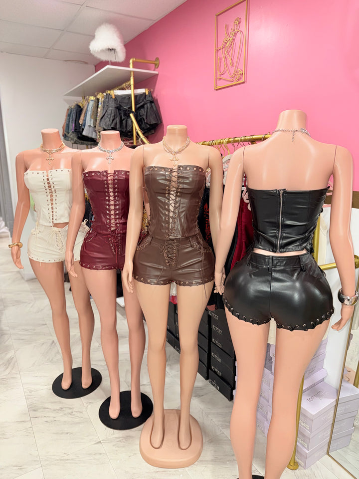 Baddie Leather Short Set