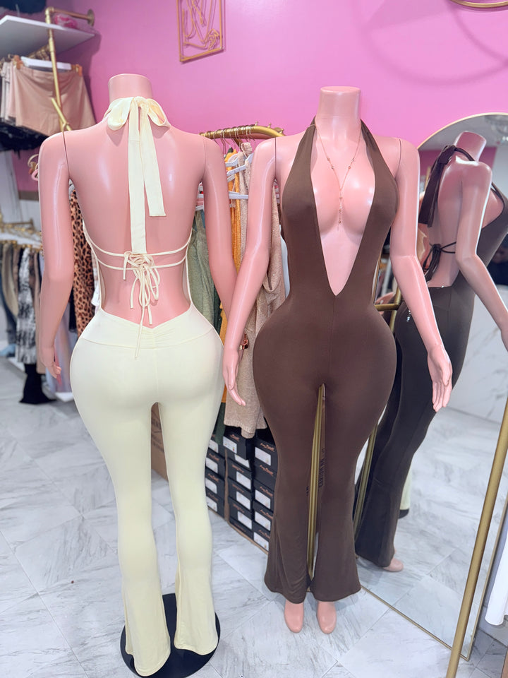 Ivy Deep V-Neck Halter Jumpsuit