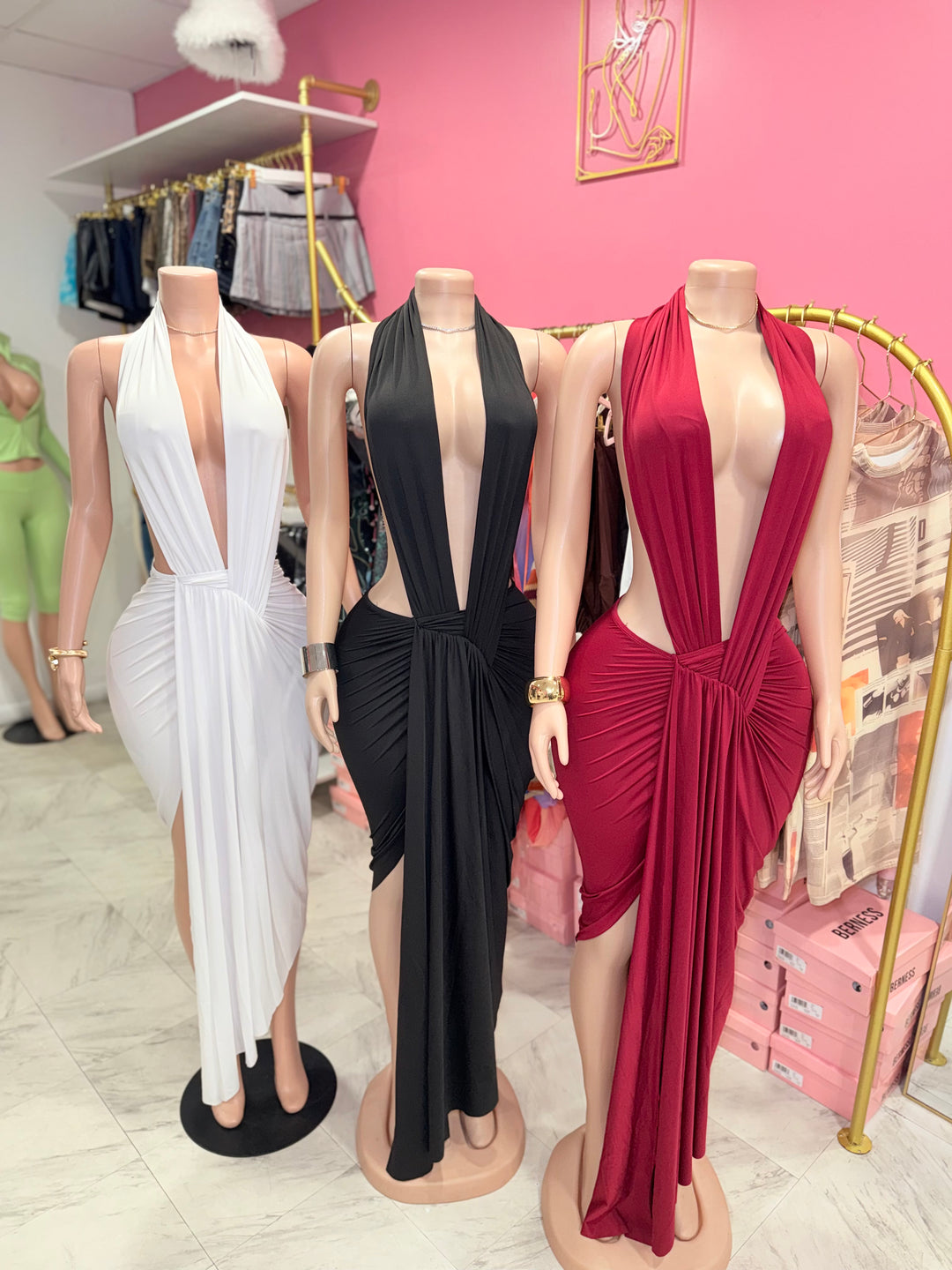 Vienna Deep V Maxi Dress