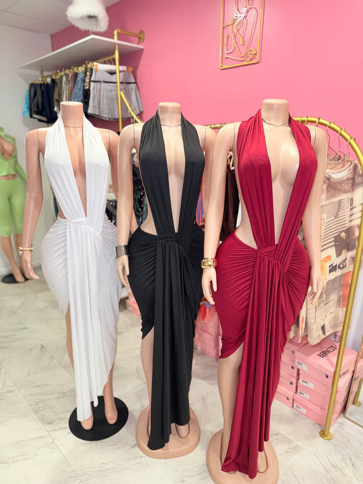 Vienna Deep V Maxi Dress